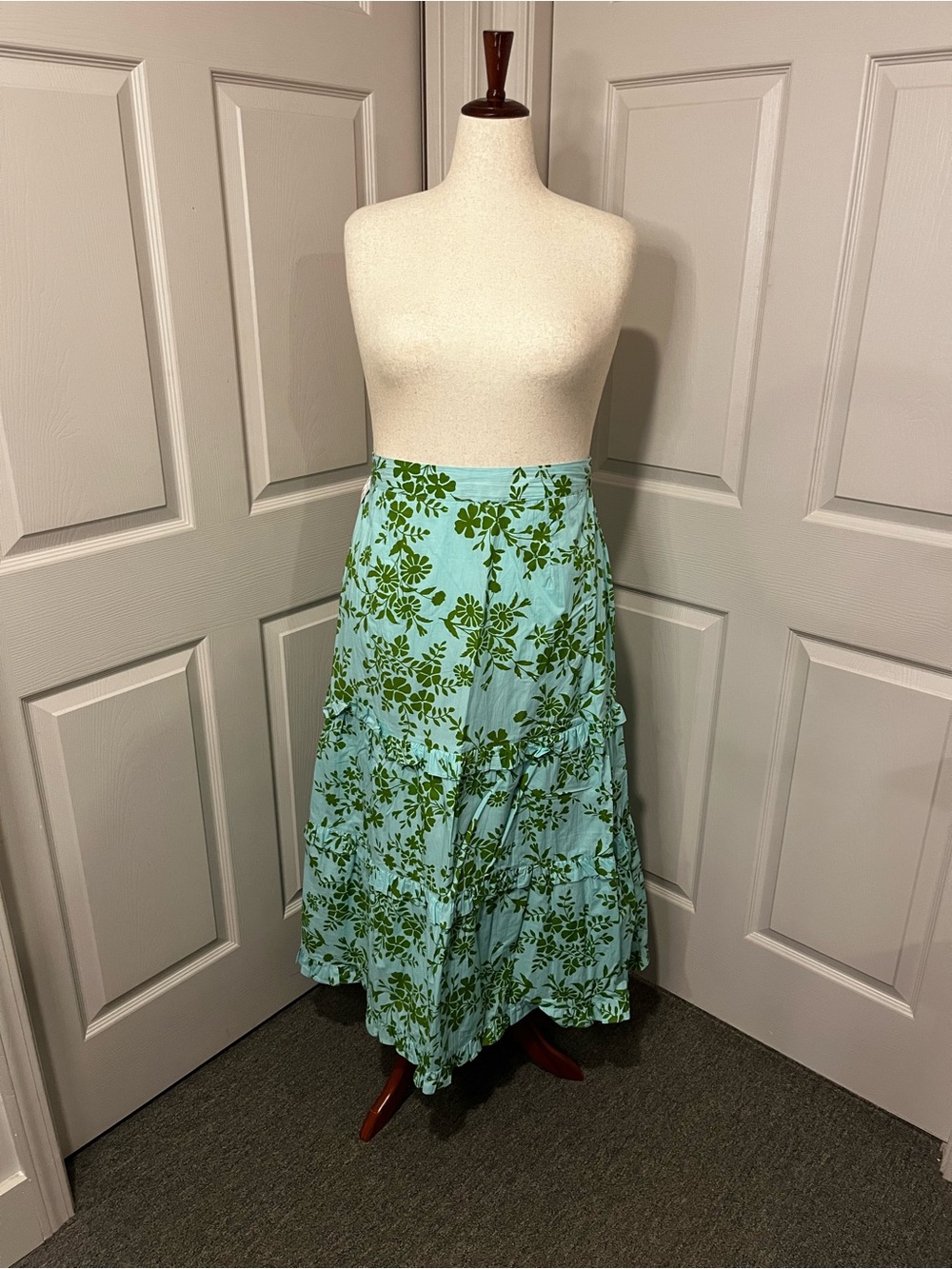 NWT Olivia James The Label Lindsay Blue and Green Floral Maxi Skirt Size Large